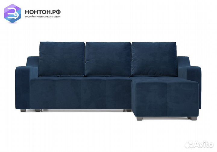 Угловой диван еврокнижка Берн велюр темно-синий