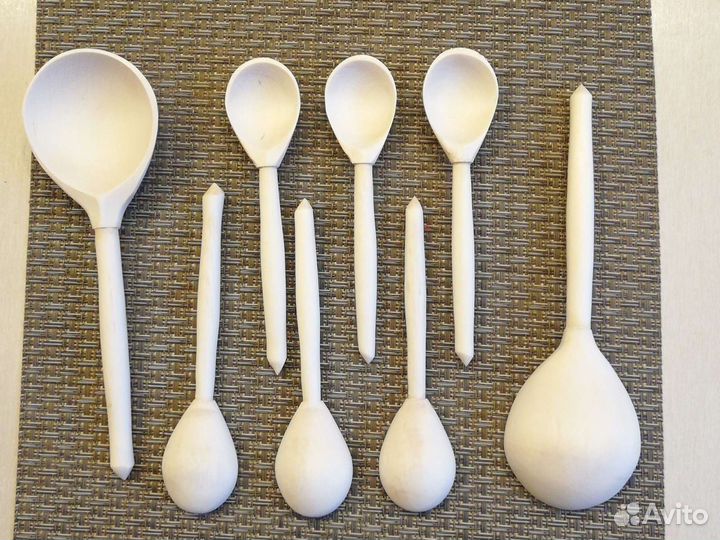 Ложка и матрёшка деревянные некрашеные