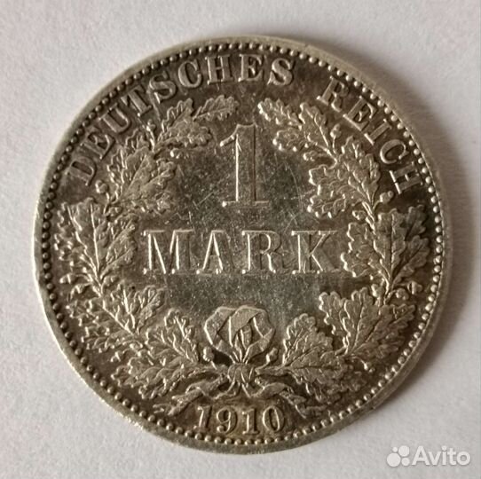 Немецкая монета. 1 mark 1910