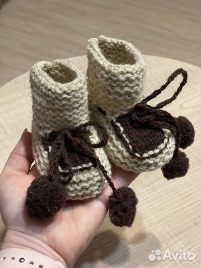 Пинетки для новорожденных 100% шерсть