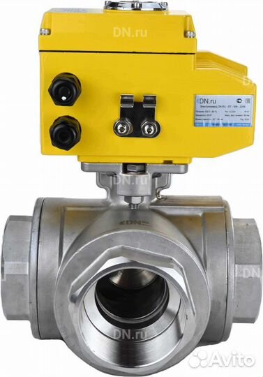 Кран шаровой DN.ru BV3232P(4pc) -SP-3WL-T-ISO-H Ду40 Ру63 стандартнопроходной трехходовой L-тип, нер