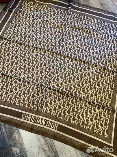 Шелковый платок бандана Dior коричневый