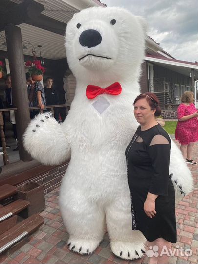Надувной белый медведь,ростовая кукла