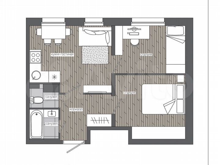 2-к. квартира, 44,1 м², 11/19 эт.