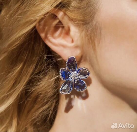 Серьги all about jewelry синие цветы