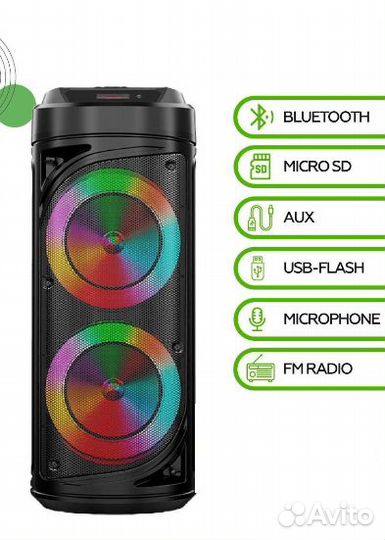 Музыкальный центр с блютус, 60 Вт. Микрофон, пульт