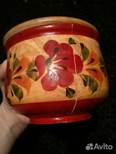 Винтаж деревянная баночка роспись