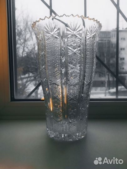 Редкая большая красивая хрустальная ваза 1970-80г