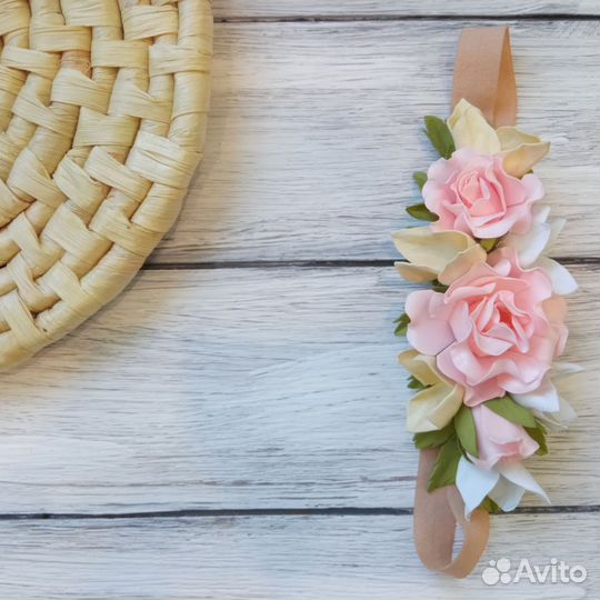 Бантики ободок повязка с цветами