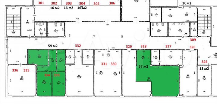 Офис, 57/59 м²