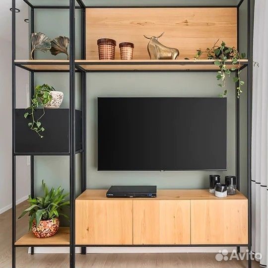 Тумба подставка стеллаж под телевизор в стиле лофт
