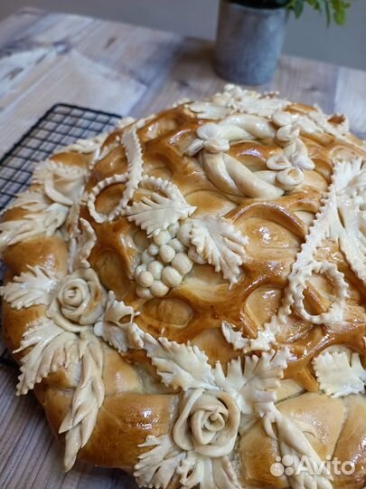 Каравай и шишки, свадебный каравай с рушником