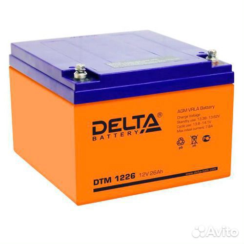 Аккумулятор для ибп Delta DTM 1226 300А- 26 Ач