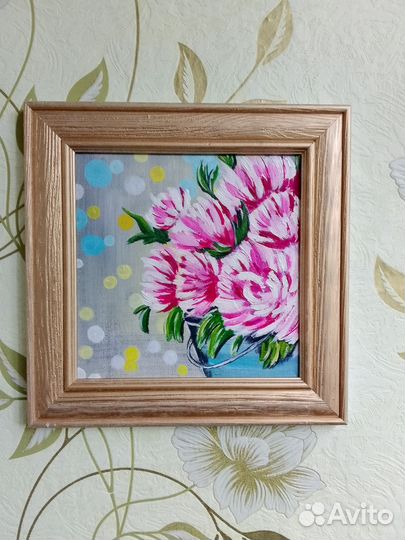 Картина букет цветы пионы