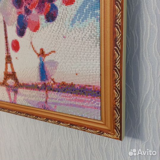 Картина девушка с шарами Париж алмазная готовая