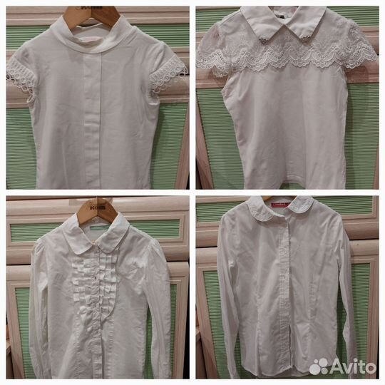 3 школьных рубашки для девочек 128 см