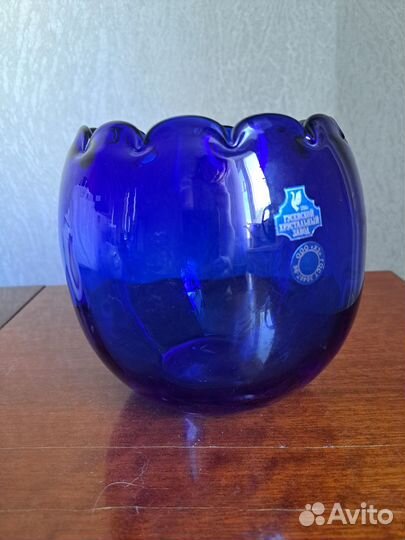 Ваза синее (кобальтовое) стекло