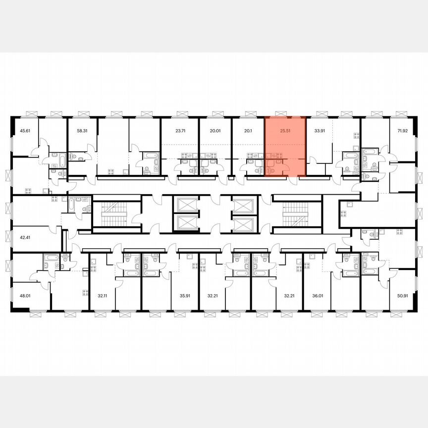 Квартира-студия, 25,5 м², 26/38 эт.