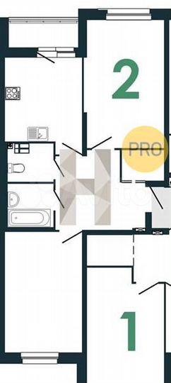 2-к. квартира, 60,9 м², 10/16 эт.