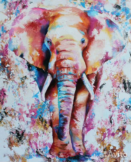 Картина маслом на холсте Слон 50/60 см