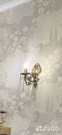 Бронзовая люстра + 2 бра/ хрусталь