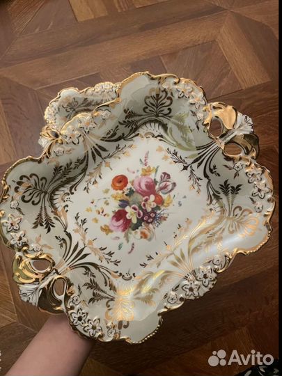 Блюдо фарфор германия квадрат поднос ильменау