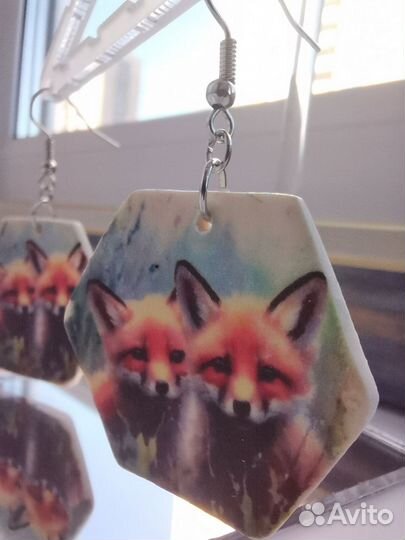 Серьги Лисята. Ручная работа