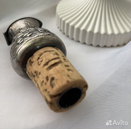 Антикварная пробка-разливщик для вина, посеребренн