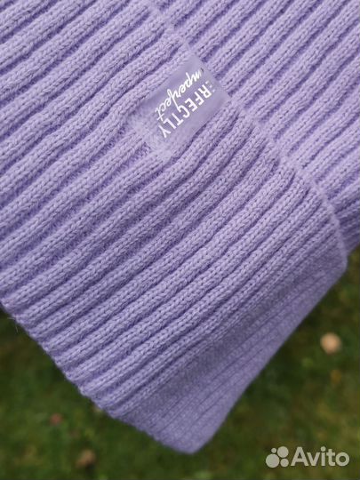 Шапка шерстяная вязаная с отворотом бини