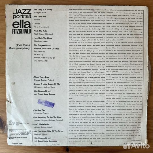 Поет Элла Фицджеральд Jazz Portrait ГДР 1970 г