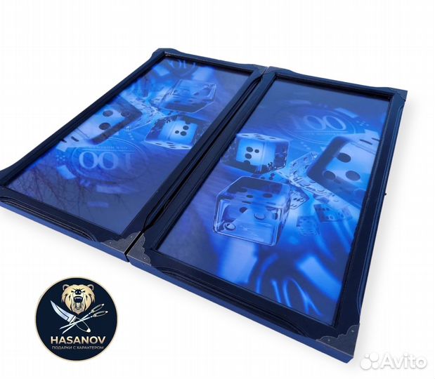 Нарды большие деревянные стеклянные с рисунком