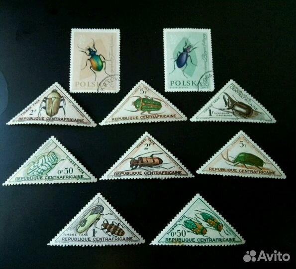 Марки бабочки и жуки