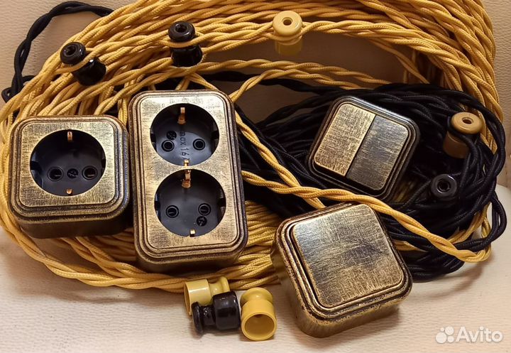 Ретро розетки, выключатели бронза, медь, серебро