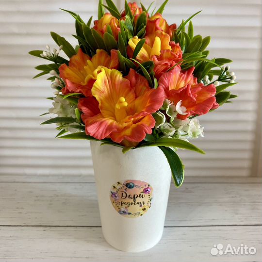 Гладиолусы букет цветы из мыла