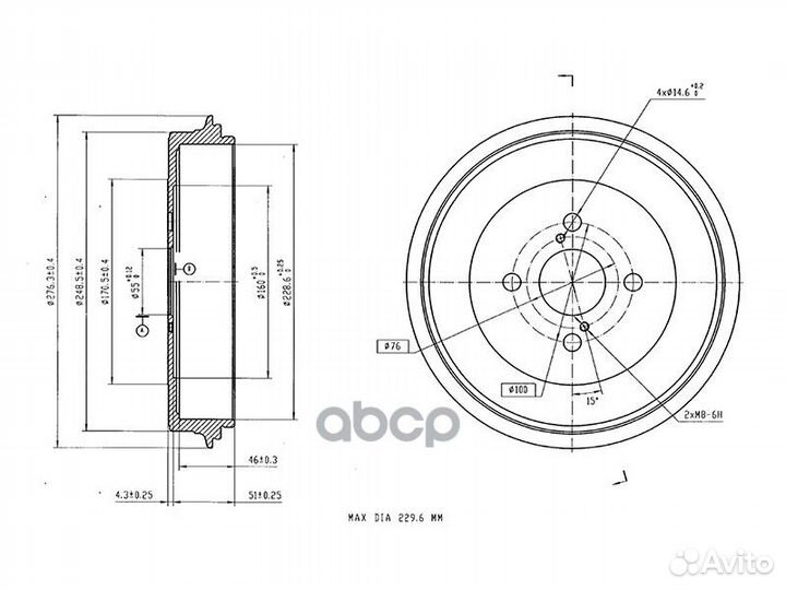 Барабан тормозной toyota probox/succeed 02