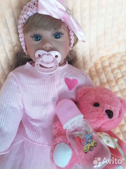 Кукла Реборн 60см, с мишкой