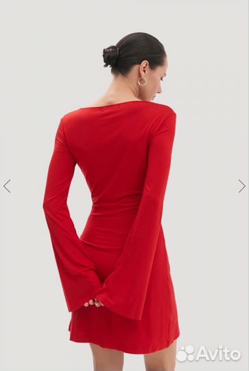 Трикотажное платье мини красное fligel