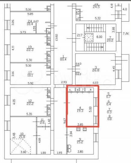 Комната 22,3 м² в > 9-к., 6/6 эт.