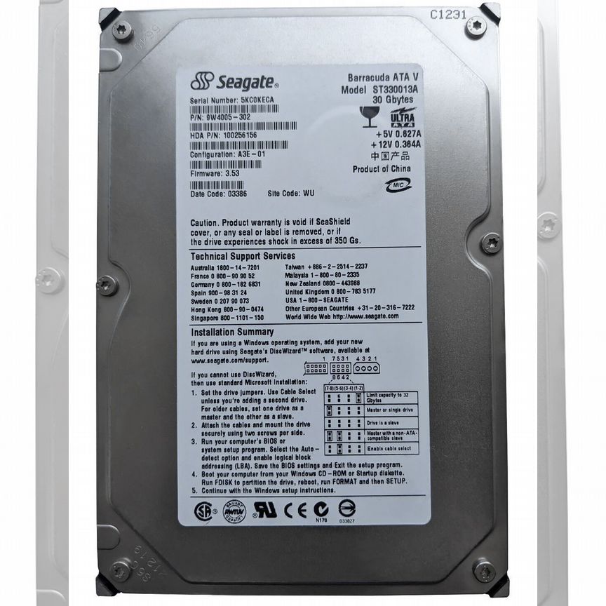 [ST330013A] Жесткий Диск Seagate 30gb Ide 3.5" St330013a