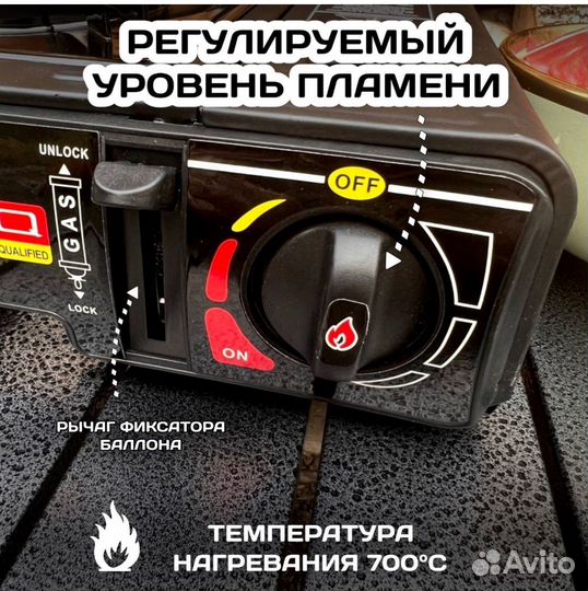 Туристическая газовая плита с переходником