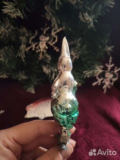 Новогодняя ёлочная игрушка СССР Зайка