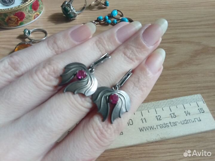 Шкатулочка украшения кольца серьги серебро
