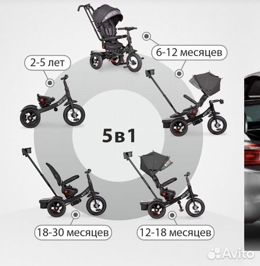 Велосипед коляска с ручкой