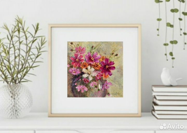 Картина маслом Космеи