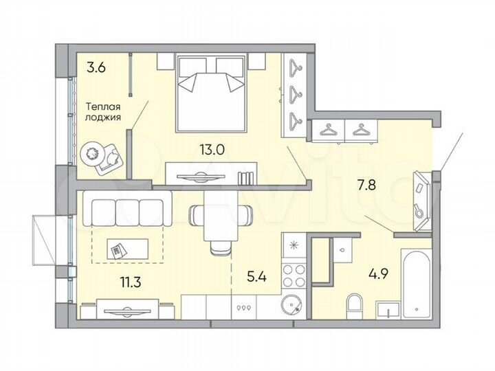 2-к. квартира, 46 м², 18/18 эт.