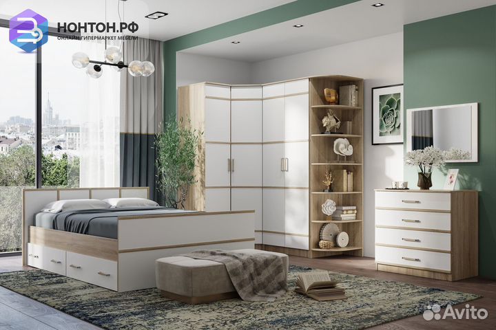 Спальный гарнитур №2 Сакура дуб сонома / белый
