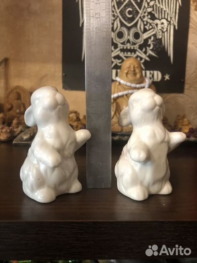 Зайчики - солонка и перечница фарфор