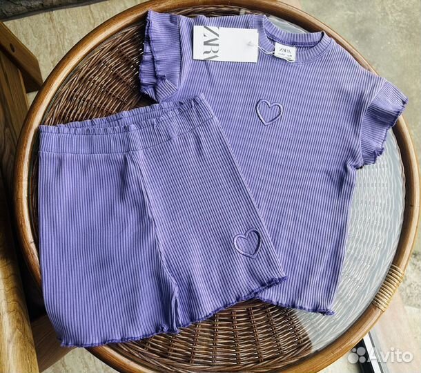 Костюм Zara в рубчик фиолетовый р.98-128