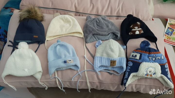 Шапочки утепленные для мальчика от 0 до 1,5лет