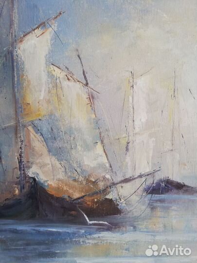 Картины маслом Парусники и Море 30* 40см